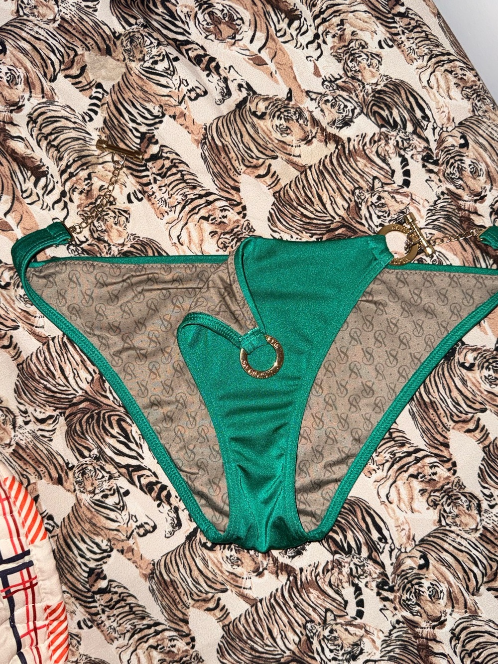 Victoria’s Secret Emerald Green Bikini Bottom with Gold Rings